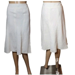 Talbots White Irish Linen Midi Skirt 10P Beachy Cottagcore Lagenlook Coastal - Picture 1 of 15