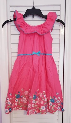 Vestido Floral Rosa Hombro Volantes Penelope Mack Niñas, Talla 5 Foto 1 de 4