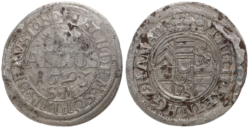 Old German States - Hanau-Lichtenberg 2 Albus 1693 - Silver Ø 22mm Km#98 - Image 1 of 1
