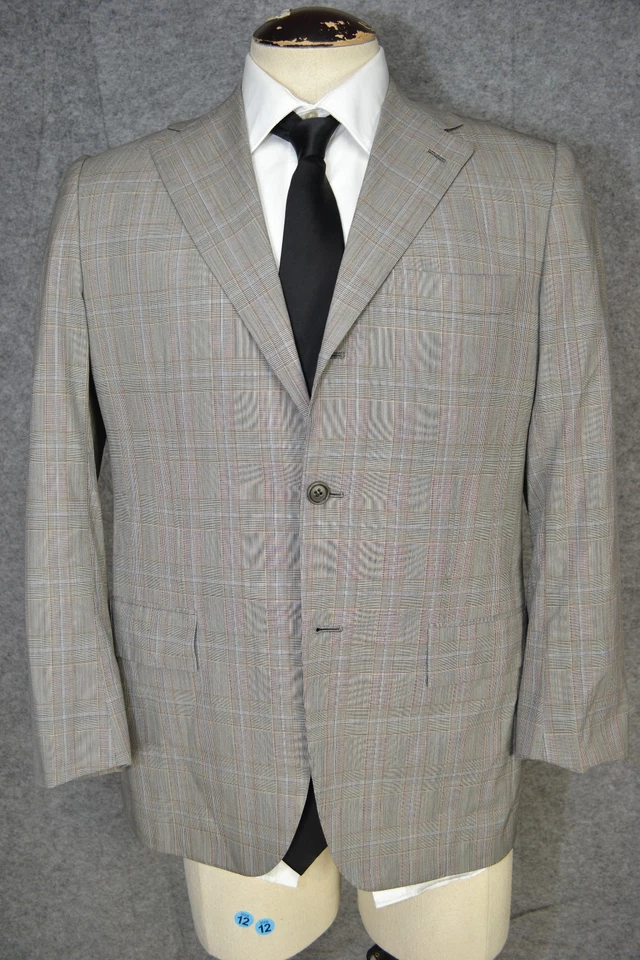 Blazer Kiton Napoli Hombre 38 Gris Ventana Cuadros Saks5th Micron Lana Italia Foto 1 de 4