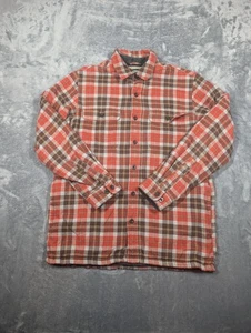 Camisa de franela forrada de vellón L.L.Bean para hombre mediana roja marrón a cuadros ajuste tradicional - Imagen 1 de 9