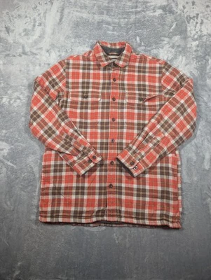 L.L.Bean Fleece Lined Flannel Shirt Mens Medium Red Brown Plaid Traditional Fit - Image 1 of 4