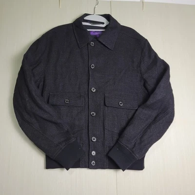 Ralph Lauren Purple Label Henrik Linen Silk Bomber Jacket Mens Small Black $2995 - Image 1 of 4