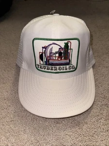Vintage Reynolds Tauber Oil Co Trucker Hat White SnapBack USA Patch - Picture 1 of 3