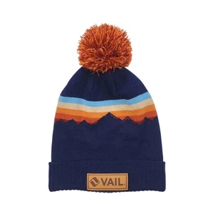 Vail Colorado Beanie Hat Winter Cap Pom-Pom Blue Mountains One Size Locale NWOT - Picture 1 of 6