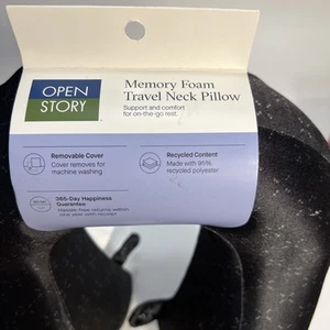 Open Story Memory Foam Reisekissen 11,75” x 10,5” x 3,5” schwarz umweltfreundlich - Bild 1 von 3