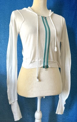 PATRIZIA PEPE Firenze Mujer Blanca Sudadera Ligera con Capucha Doble Cremallera 1 Foto 1 de 4