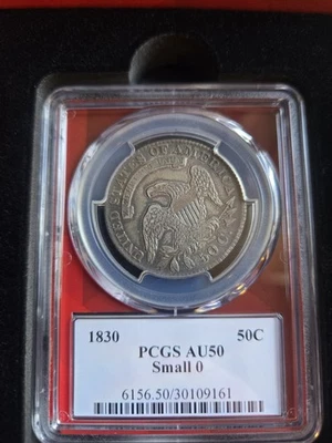 1830 Capped Bust Silver Half Dollar Small 0 PCGS AU50 Nice Coin - Image 1 of 2