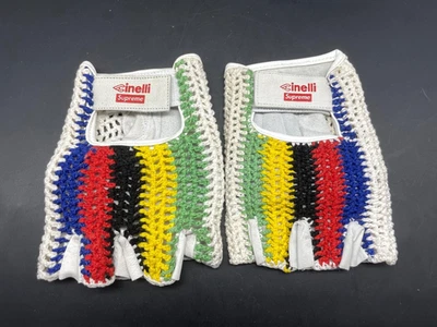 VINTAGE RARE CINELLI SUPREME GLOVES WHITE LEATHER NIB NOS CMT SIZE S/M - Imagen 1 de 3