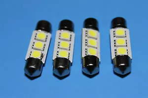 4 x Bright White 36mm 3-SMD LED Festoon Dome Car Reading Light Lamp Bulb DC 12V - Picture 1 of 4