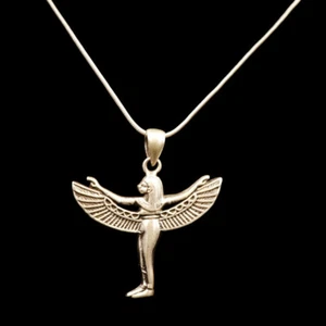Antique Egyptian Silver Pendant Necklace Chain of Ancient Queen ISIS ..STAMPED - Picture 1 of 3