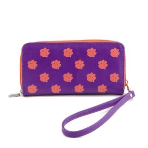 Ladies Clemson University Tigers Wristlet Womens Leather Wallet Cellphone Money - Picture 1 of 3