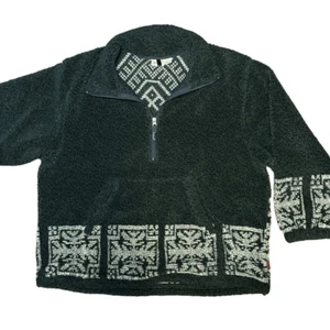 Woolrich Sweater Men XXL 1/2 Zip Deep Pile Pullover Green Geometric USA Made - Picture 1 of 5