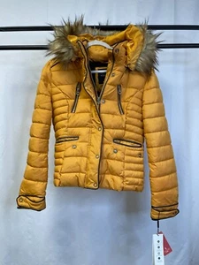 Calvin Klein Womens Mustard Holly Land Hooded Insulated Parka Jacket Size M - Picture 1 of 12