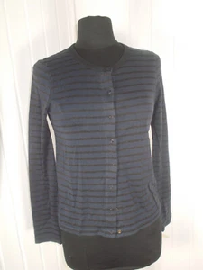SMALL BOAT S 16 Years Old Glossy Bronze Striped Cotton Cotton Button Sweater Vest - Picture 1 of 6