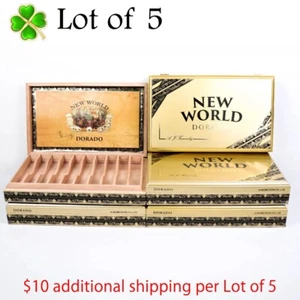 Lote de 5 cajas de cigarros de madera vacías New World Robusto Dorado 10,75" x 6,5" x 2" - Imagen 1 de 13