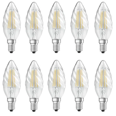 10x Osram LED STAR Classic BW 40 Kerze E14 4W = 40W gedreht EEK:F (Spektrum A-G) - Bild 1 von 4