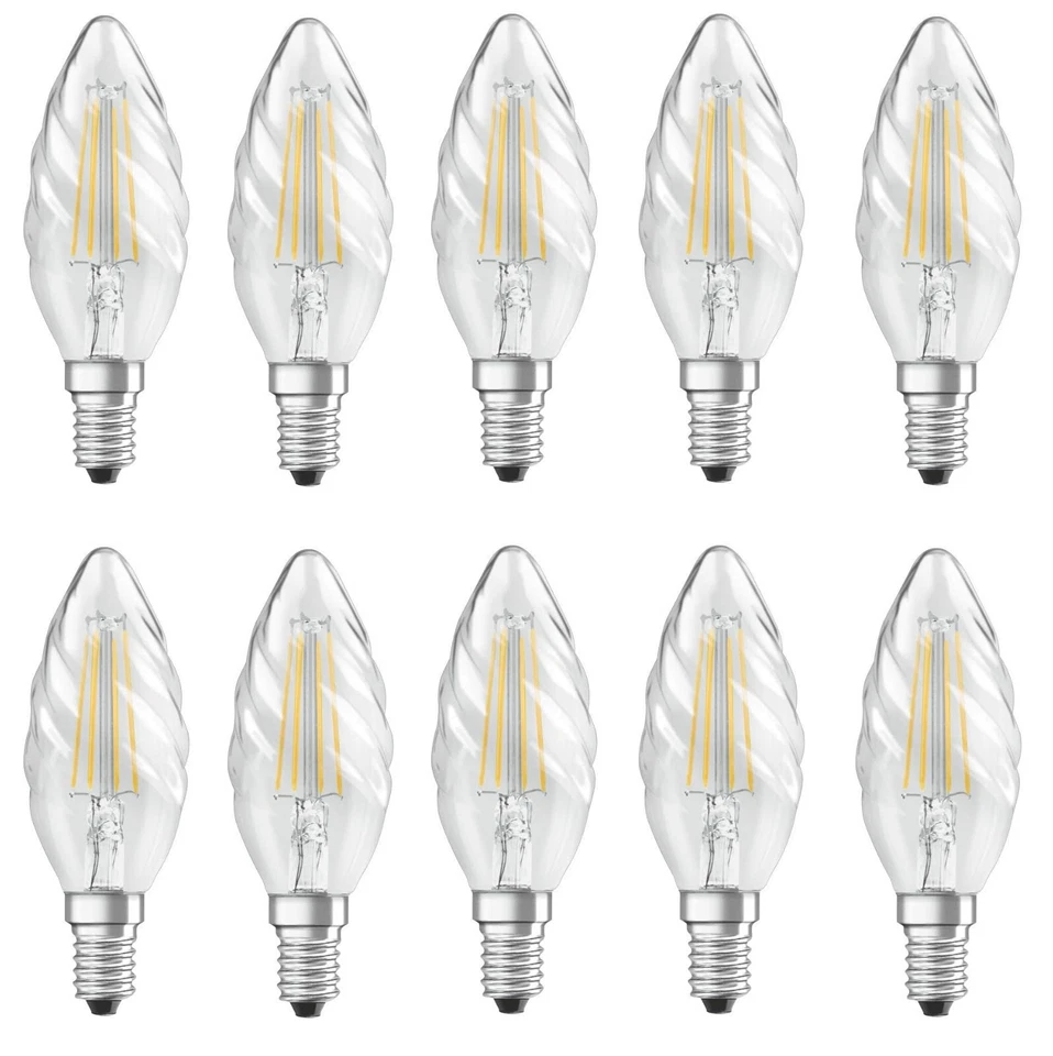 10x Osram LED STAR Classic BW 40 Kerze E14 4W = 40W gedreht EEK:F (Spektrum A-G) - Bild 1 von 4