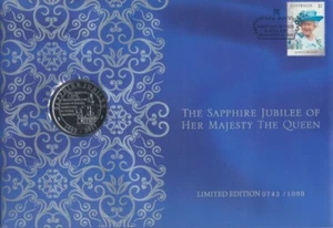 Australia & Great Britain: 2017 Sapphire Jubilee £5 PNC, Limited Issue 1,000 - Picture 1 of 2
