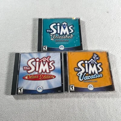 The Sims PC Games Lot 3 CD ROM Sim Deluxe Edition Unleashed Vacation Simulation - Image 1 of 4