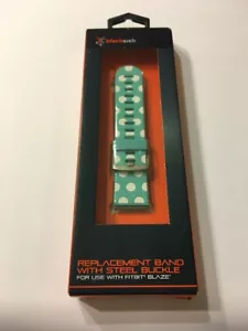Replacement Band for Fitbit Blaze Steel Buckle White Polka Dots Blackweb NEW - Picture 1 of 3