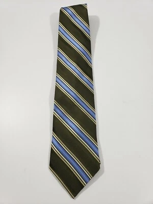 Corbata Roberto Villini Collezione 100 % seda verde azul rayas diagonales Foto 1 de 2