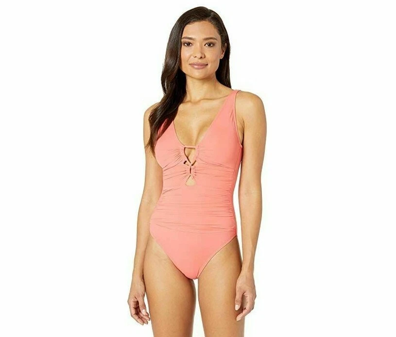 Lauren Ralph Pink Beach Club Keyhole One-piece Women's Swimsuit Size 10 1134