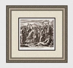 Erstaunlicher 1649 RAPHAEL SIGNIERT Vatikan Gravur "König Salomo gesalbt" gerahmt COA - Bild 1 von 4