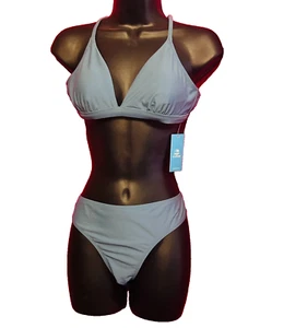 #8716 CUPSHE GRAY BLUE BIKINI WOMENS SIZE M NWT - Picture 1 of 9