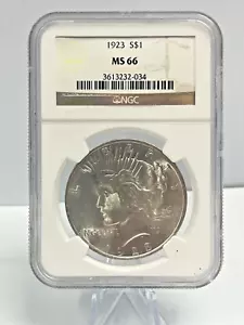 1923 $1 Peace Dollar Silver NGC MS66 Nice Details Coin 1C - Picture 1 of 2