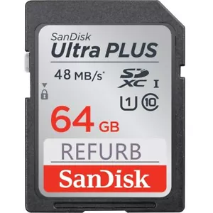 SanDisk 64GB Ultra Plus SDXC Class10 48MB/S U1 UHS-I SD Memory Card SDSDUNB-064G - Picture 1 of 8