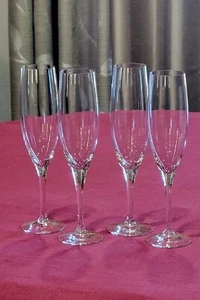 4 ORREFORS ILLUSION CHAMPAGNE FLUTES HAND Blown Crystal 7 OZ Sweden B1 - Picture 1 of 5