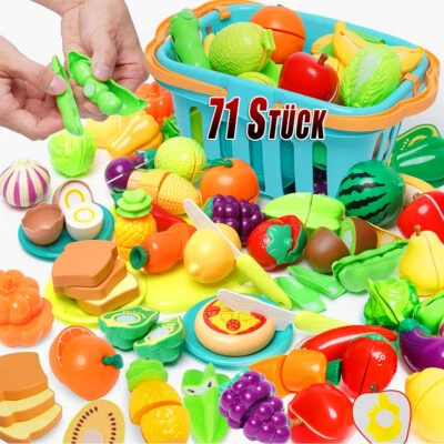 MARKENLOS Obst Lebensmittel Set - Schneide Spielzeug Kinder Spiel Küche Kaufladen Zubehör