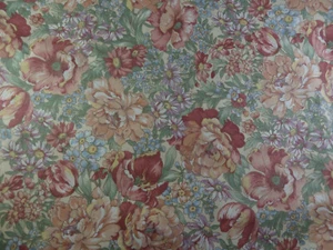 Joan Kessler Concord Fabric Floral Pinks lavender blue green Cotton 44" X 3+ yds - Picture 1 of 5