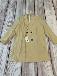 Zara Mens Beige Thin Trench Coat Jacket Size Medium NWT (A6) - Picture 1 of 11
