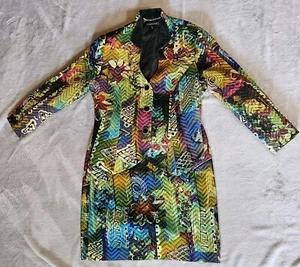 Louis Feraud Wool and Silk Suit, Vibrant Multi-Colored US Size 12 - Picture 1 of 9