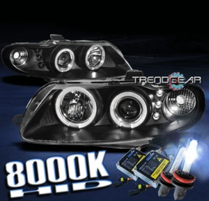 2004 2005 2006 PONTIAC GTO DUAL HALO LED PROJECTOR HEADLIGHT+HID BLACK COUPE 2DR - Picture 1 of 4
