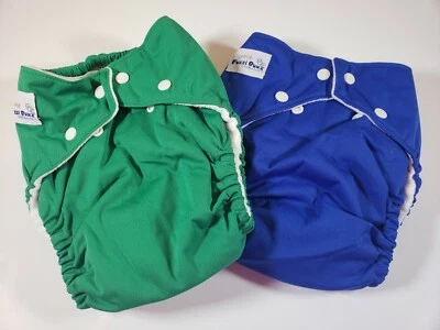 2 Fuzzi Bunz Cloth Diapers Perfect Size w Inserts L 25-45+ lbs Blue Green NWOT - Image 1 of 4