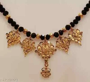 Joyería corta para mujeres indias del sur de la India Mangalsutra enchapada en oro - Imagen 1 de 7