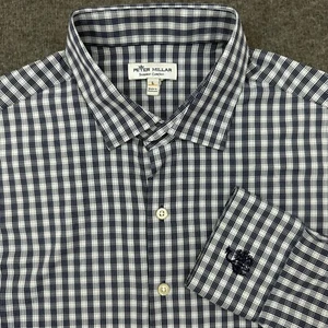 Peter Millar Shirt Mens Large Blue Bent Pine Golf Summer Comfort Button Stretch - Picture 1 of 12