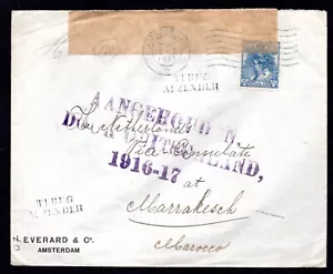 NETHERLANDS 1917 DIPLOMATIC POUCH COVER SENT FROM MOROCCO VIA CONSULATE - Picture 1 of 2