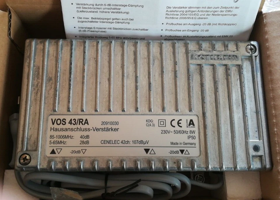 KATHREIN  VOS 43/RA Hausanschluss–Verstärker 40 dB - Bild 1 von 1