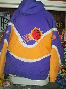 APEX ONE Vtgt 90s Phoenix Suns Coat Jacket Color Block Hoodie Needs CLeaning XL - Picture 1 of 11