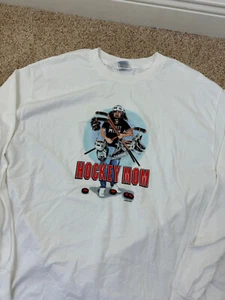 T-shirt bianca manica lunga promo film mamma hockey vintage y2k anni 2000 taglia L rara - Foto 1 di 6