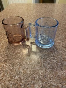 Vtg Pink And Blue Humpty Dumpty Glass Coffee/mugs Cups - Picture 1 of 4
