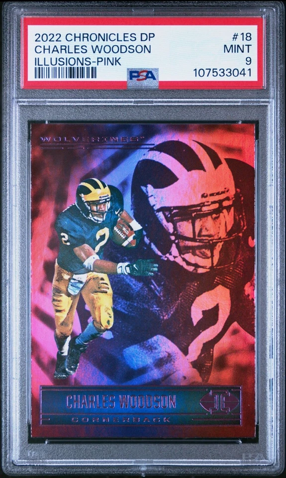 2022 Chronicles Draft Picks Illusions 18 Charles Woodson Pink Prizm PSA 9 POP 2 - Image 1 of 2