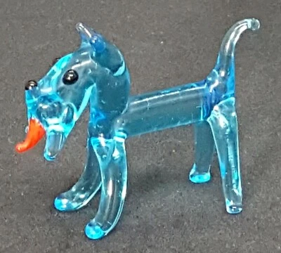 Murano blue glass vintage Art Deco antique small Scotty dog ornament figurine - Image 1 of 4