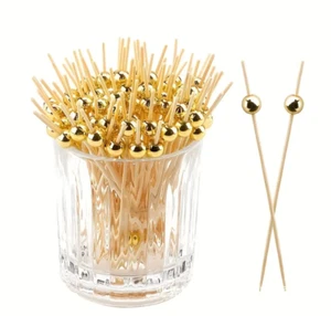 100 PCS Fancy Toothpicks for Appetizers Gold Cocktail Picks for Party Decorati. - Picture 1 of 3