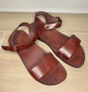Jerusalem Biblical Sandals Brown Greek Gladiator Shoes Leather EU 45 US 11-11.5 - Picture 1 of 14