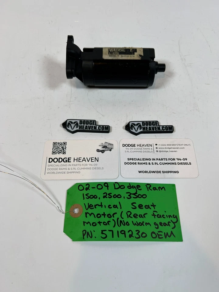 Dodge Ram 1500-3500 2002-2009 fabricante de equipos originales asiento vertical motor orientación trasera sin engranaje helicoidal Foto 1 de 4